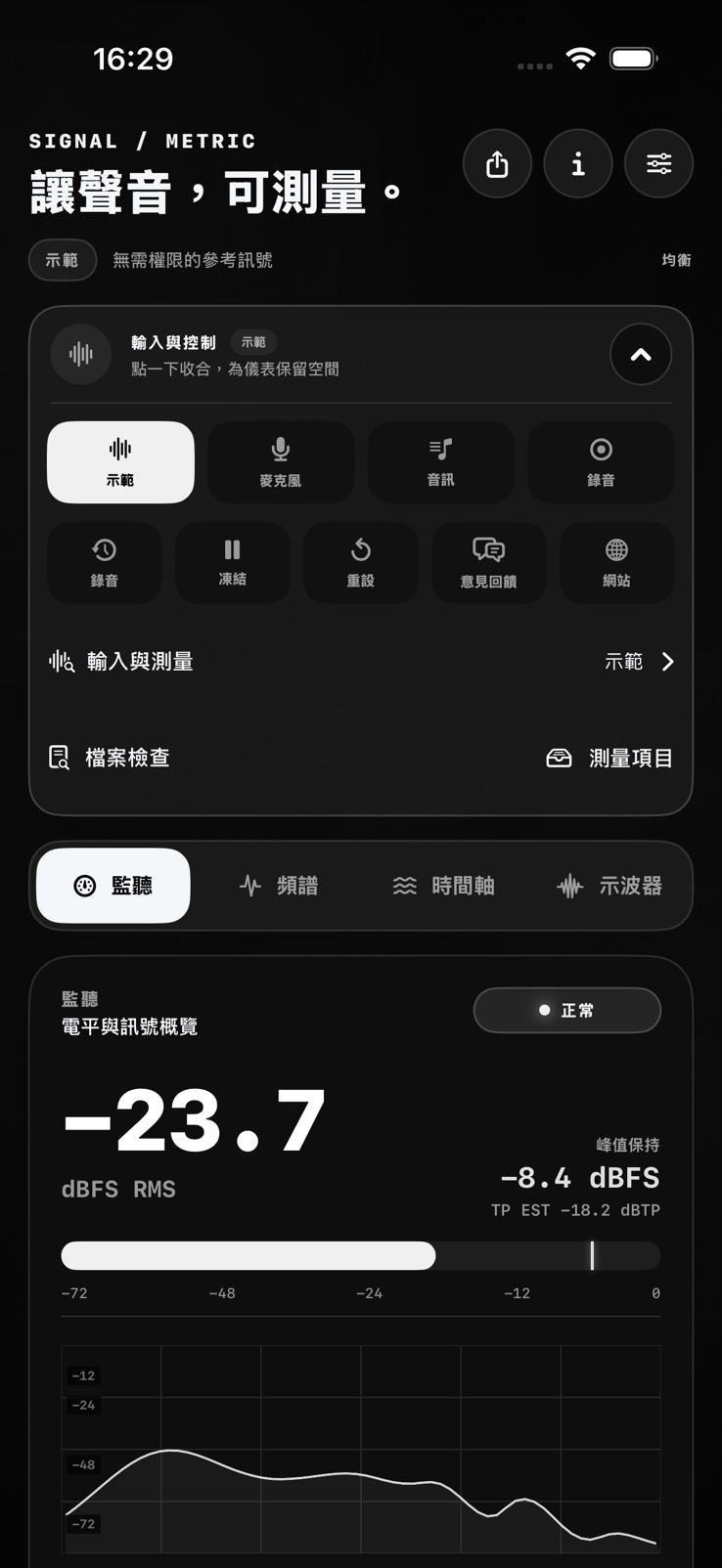 Mono · SignalMetric 外觀